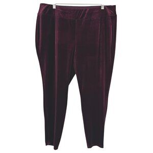 Talbots Velvet Leggings Pants 16WP Burgundy Pull On‎ Ankle Zip NWT TP-3123